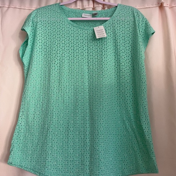 Chico's Green Cap Sleeve Boxy Blouse - Picture 2 of 6